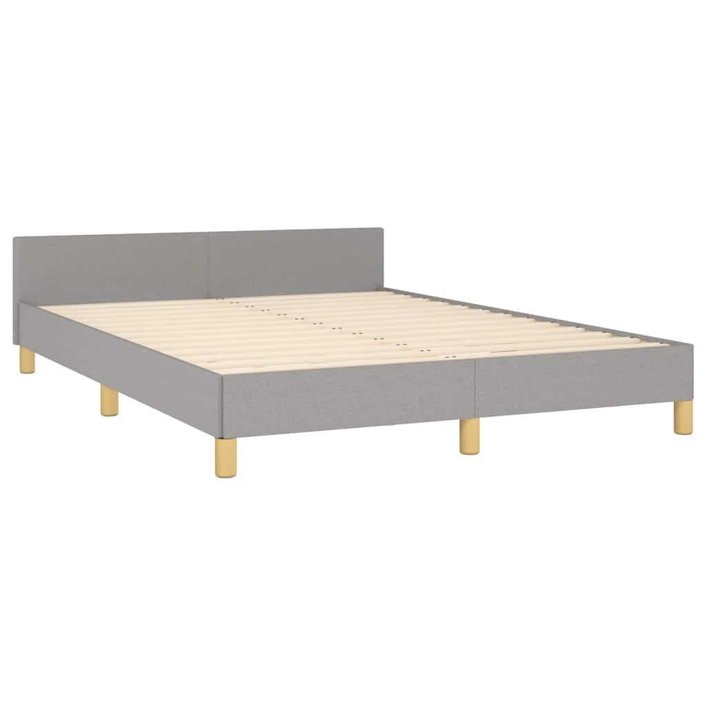 Cadru de pat fără saltea, gri deschis, 140x190 cm, textil