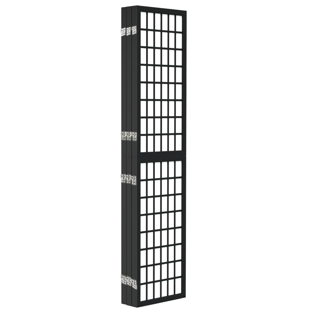 Paravan pliabil cu 6 panouri, stil japonez, negru, 240x170 cm