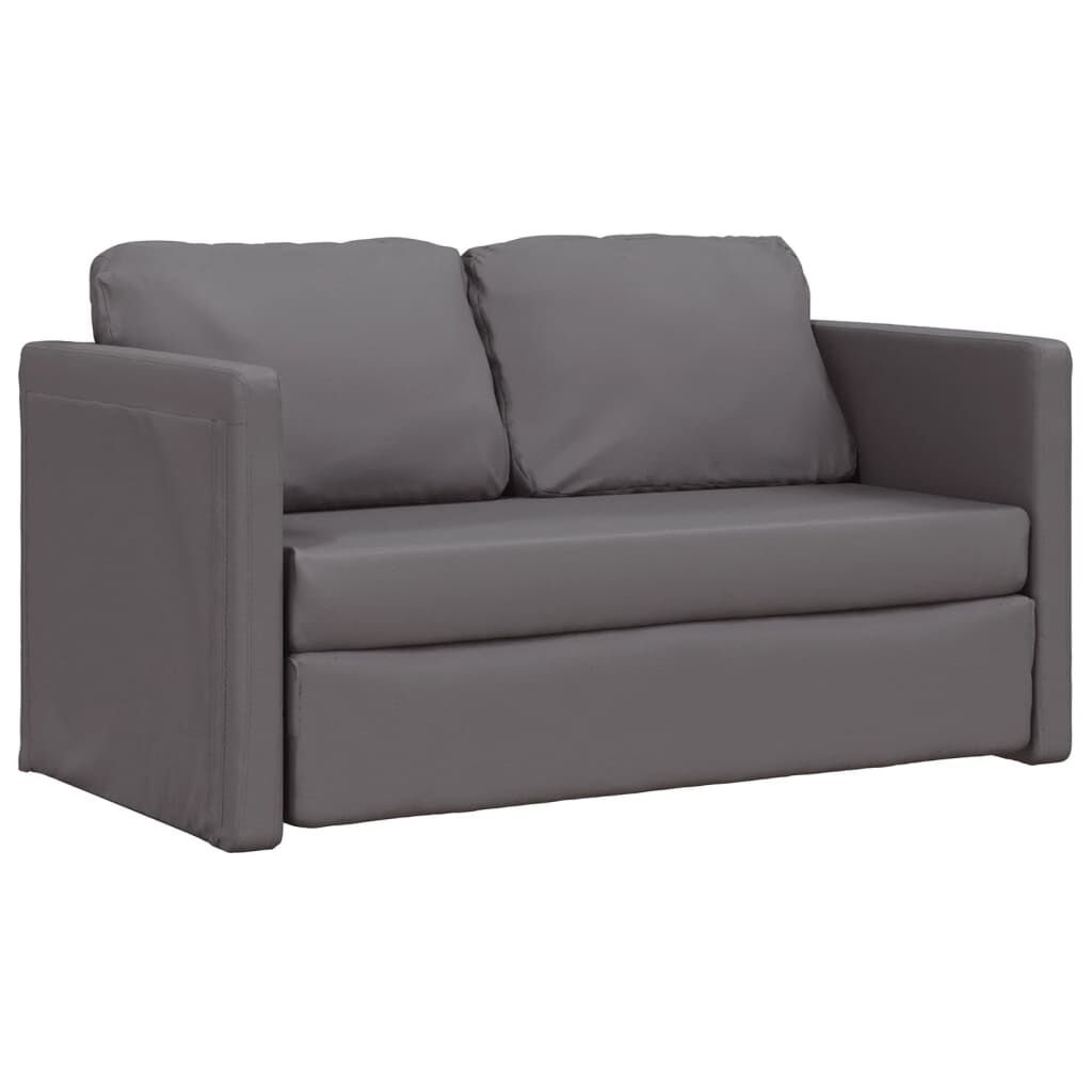 Canapea extensibilă 2 în 1, gri, 112x174x55 cm, piele ecologică