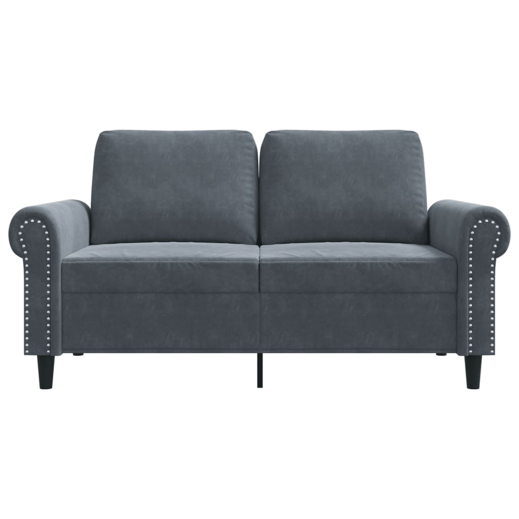 Canapea cu 2 locuri, gri închis, 120 cm, catifea