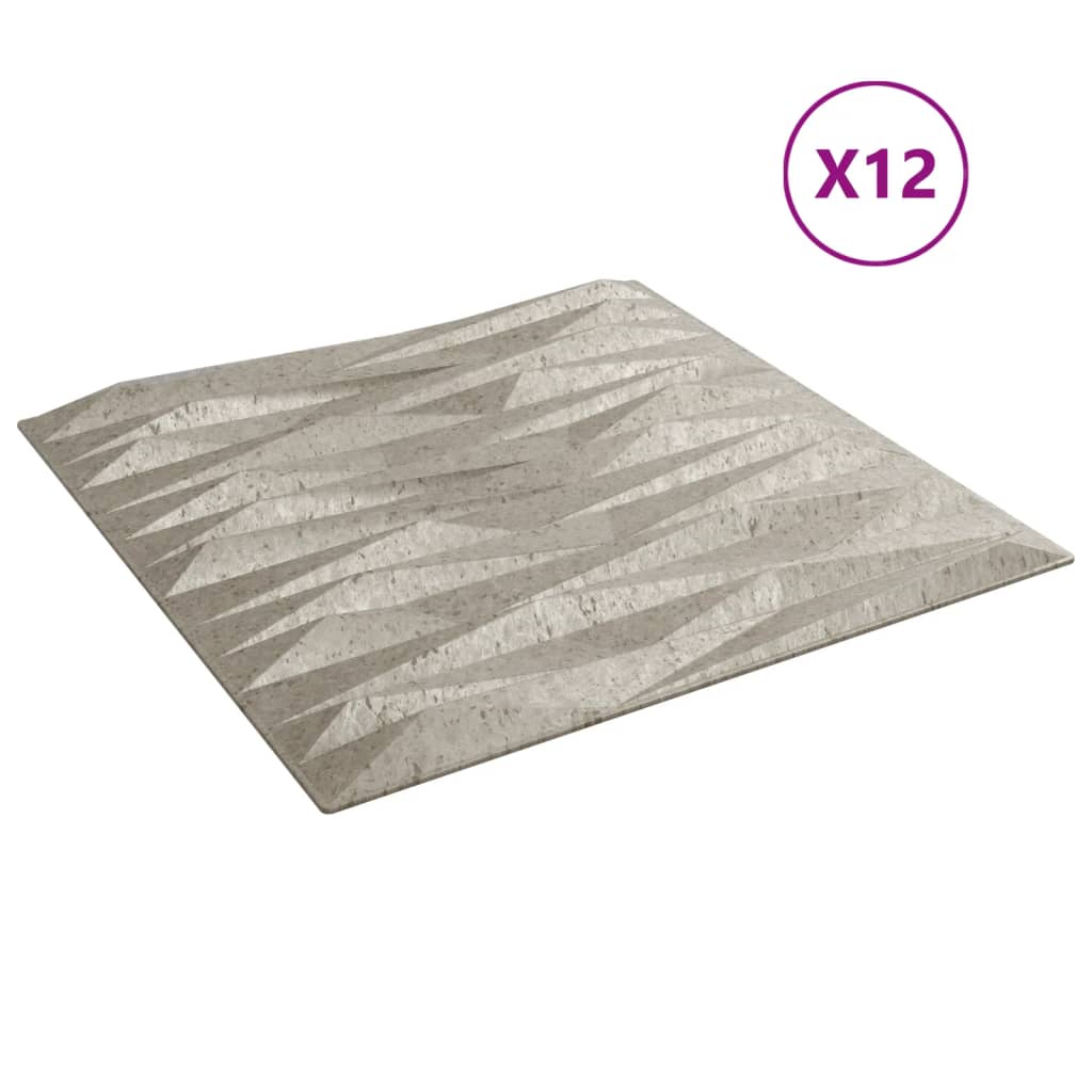 Panouri de perete 12 buc Beton 50x50 cm XPS 3 m² Piatră