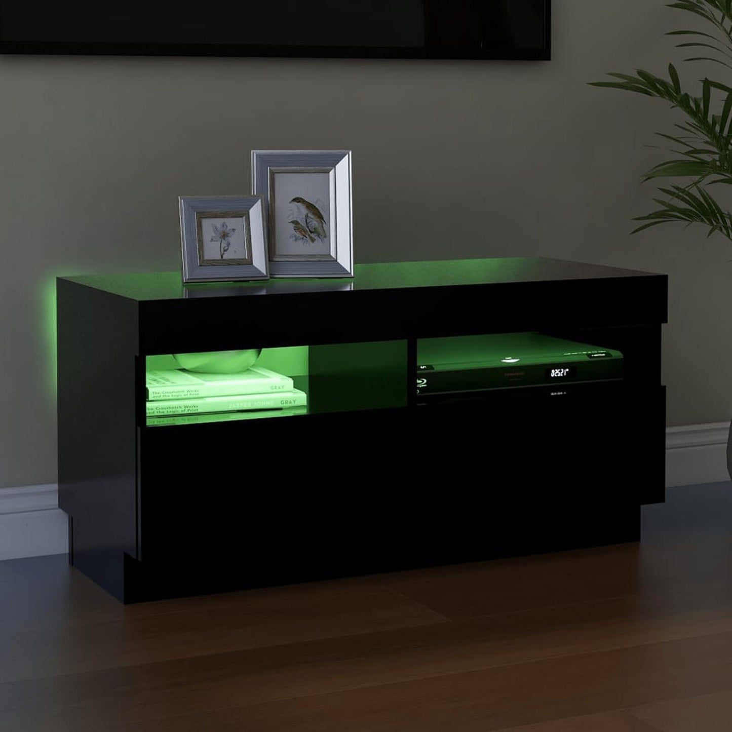 Comodă TV cu lumini LED, negru, 80x35x40 cm