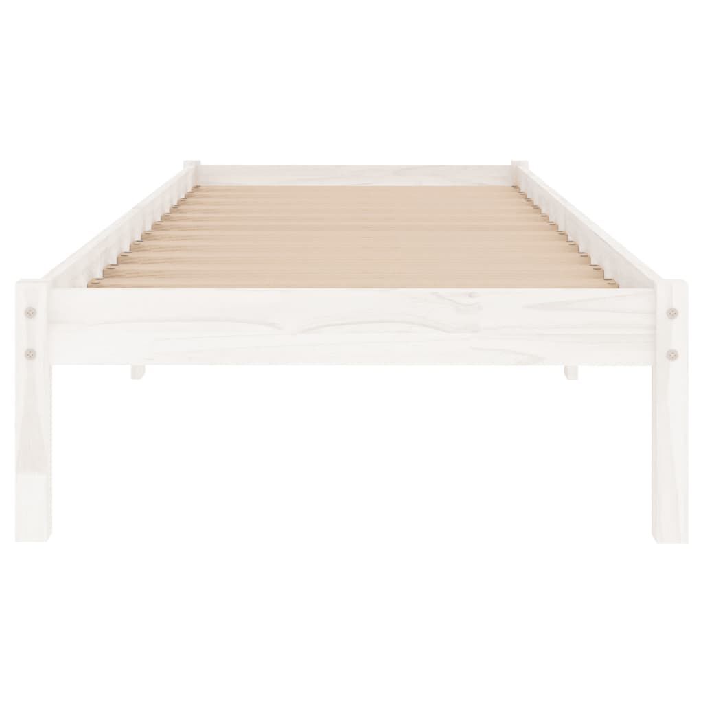 Cadru de pat single, alb, 90x190 cm, lemn masiv