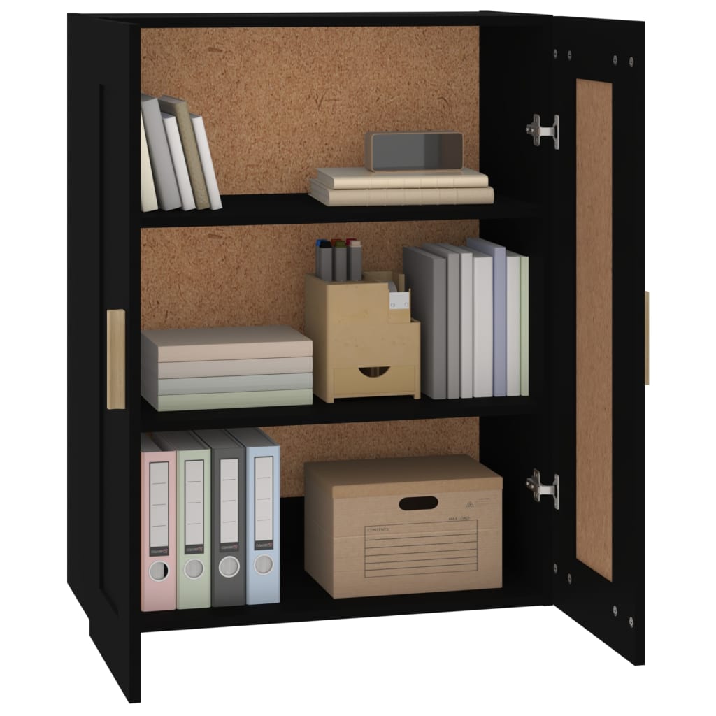 Dulap de perete, negru, 69,5x32,5x90 cm, lemn prelucrat