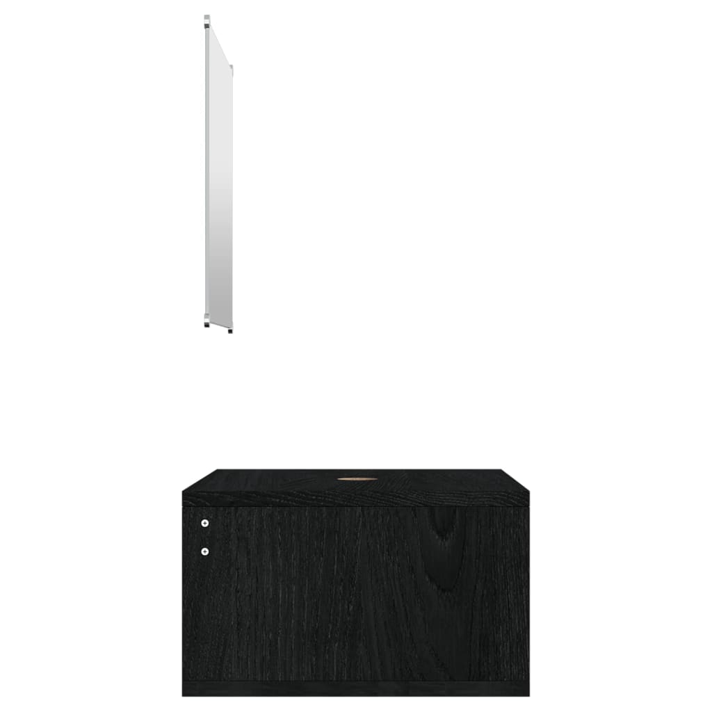 Set de mobilier de baie compact, din lemn stratificat negru