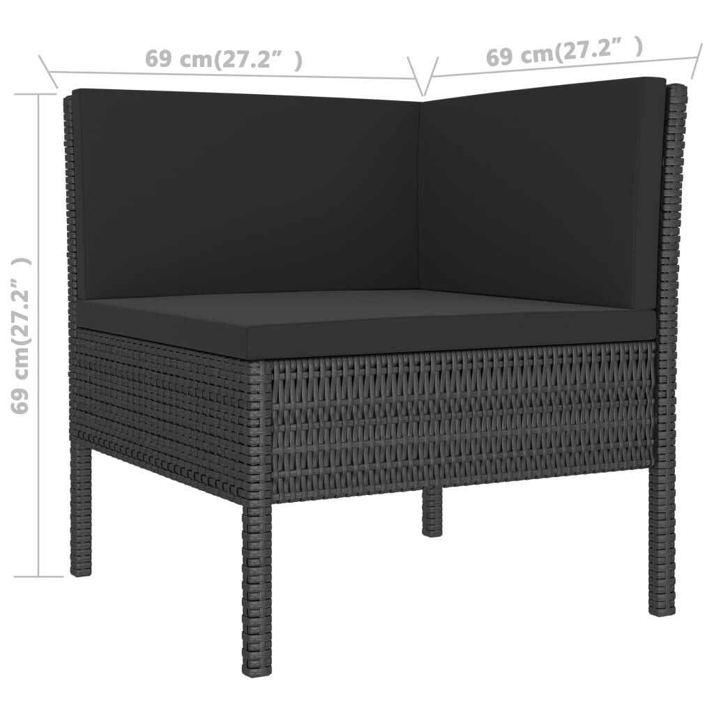 Set mobilier de grădină cu perne, 2 piese, negru, poliratan