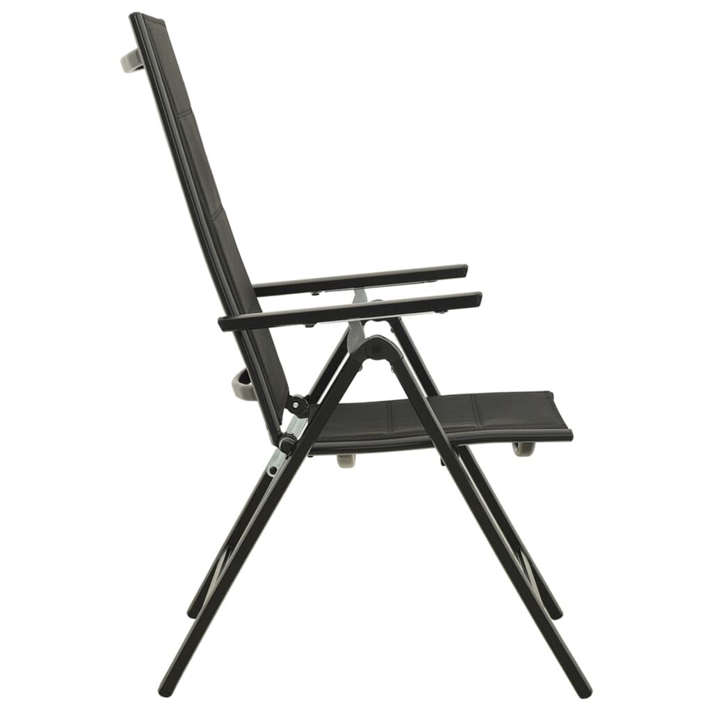 Scaune de grădină pliante, 2 buc., negru, textilenă&aluminiu