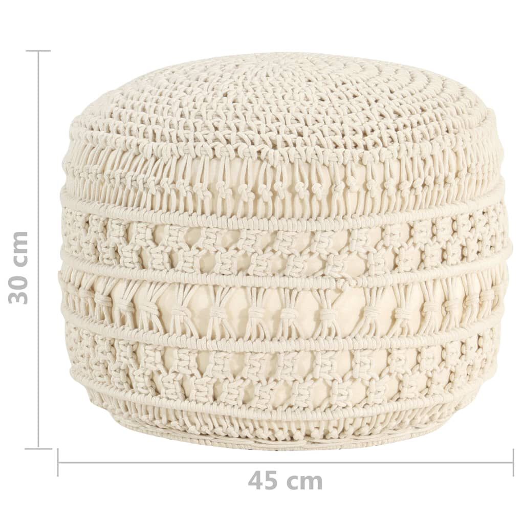 Taburet puf macrame lucrat manual, 45 x 30 cm, bumbac