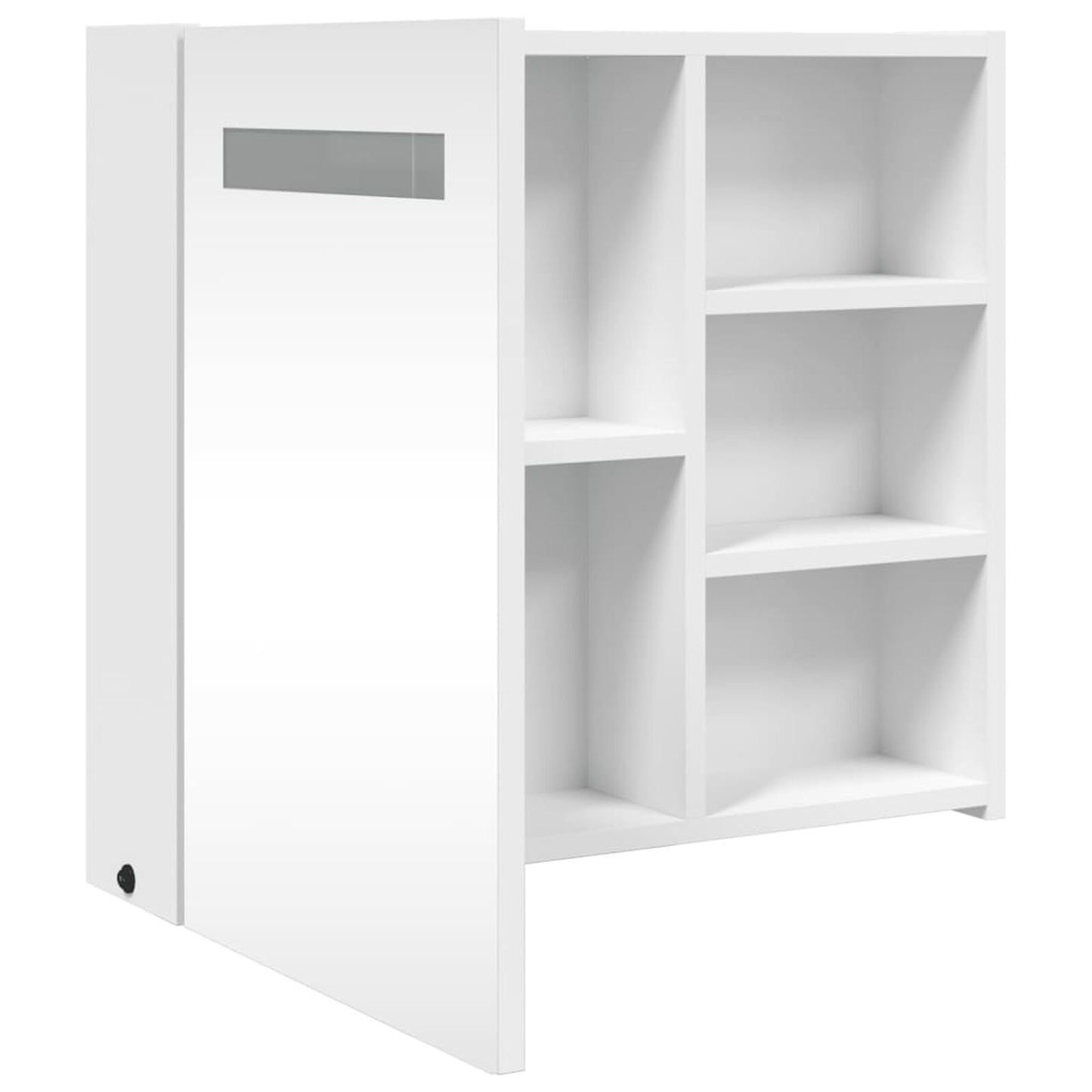 Dulap cu oglindă de baie cu lumină LED, alb, 60x13x52 cm