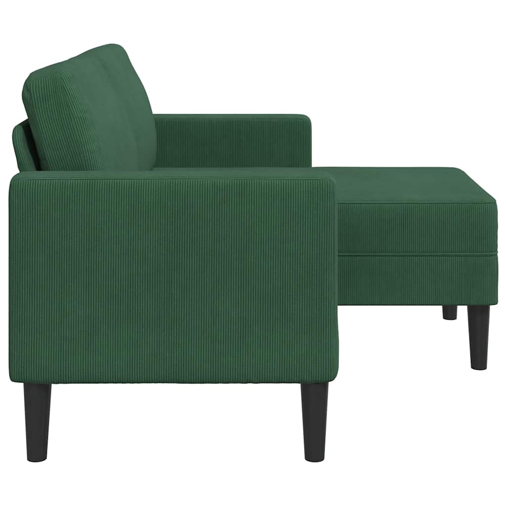 Canapea cu 2 locuri cu șezlong în formă L verde junglă 125cm in