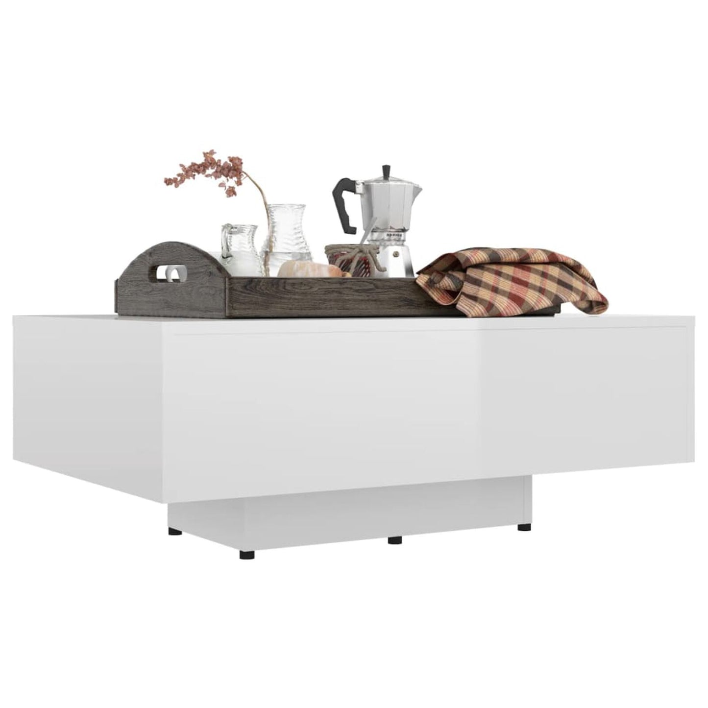 Măsuță de cafea, alb extralucios, 85x55x31 cm, lemn prelucrat