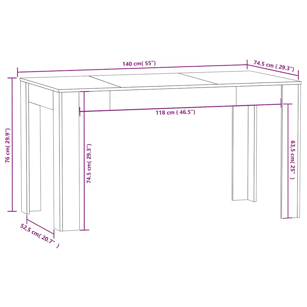 Masă de bucătărie, negru, 140x74,5x76 cm, PAL