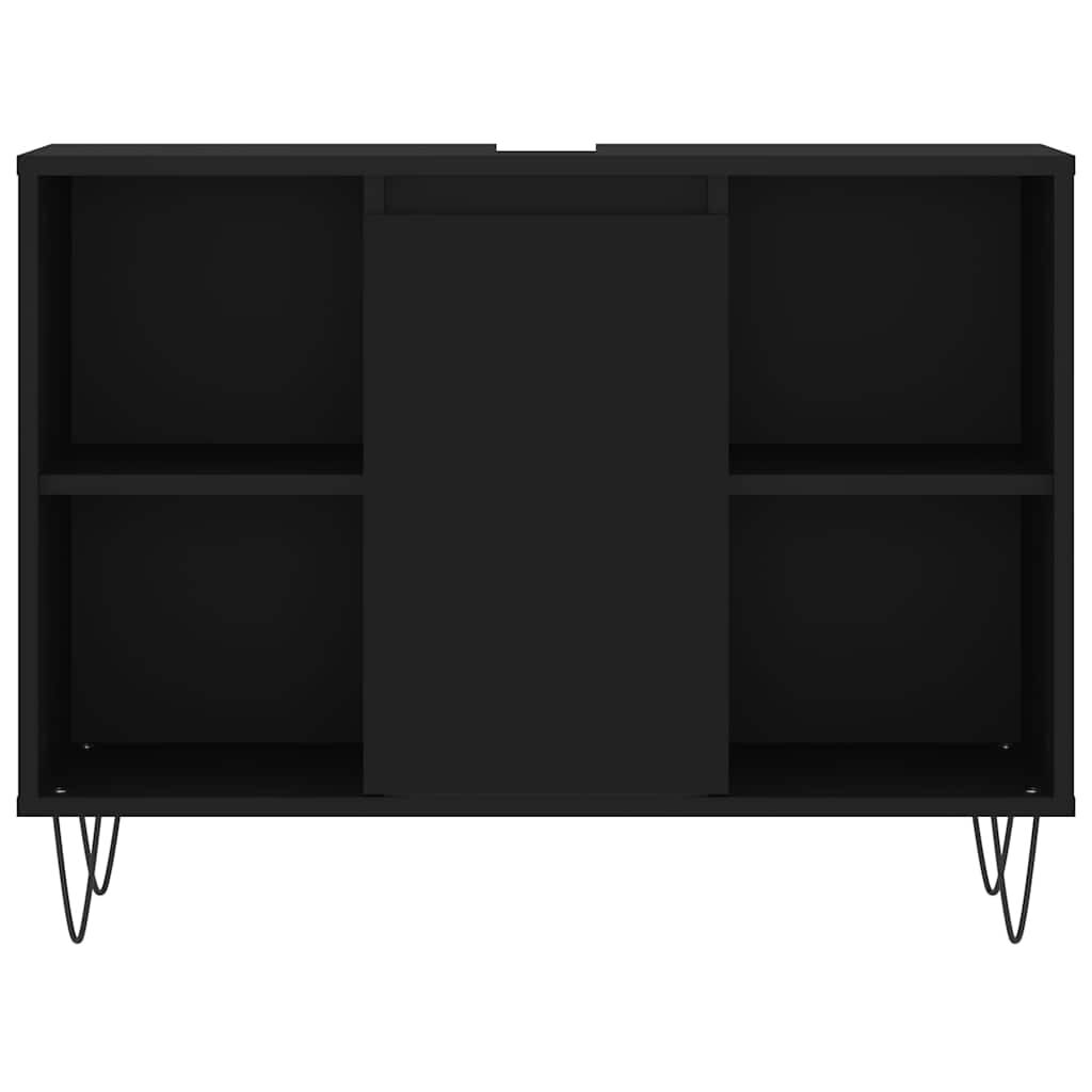 Dulap pentru baie, negru, 80x33x60 cm, lemn compozit