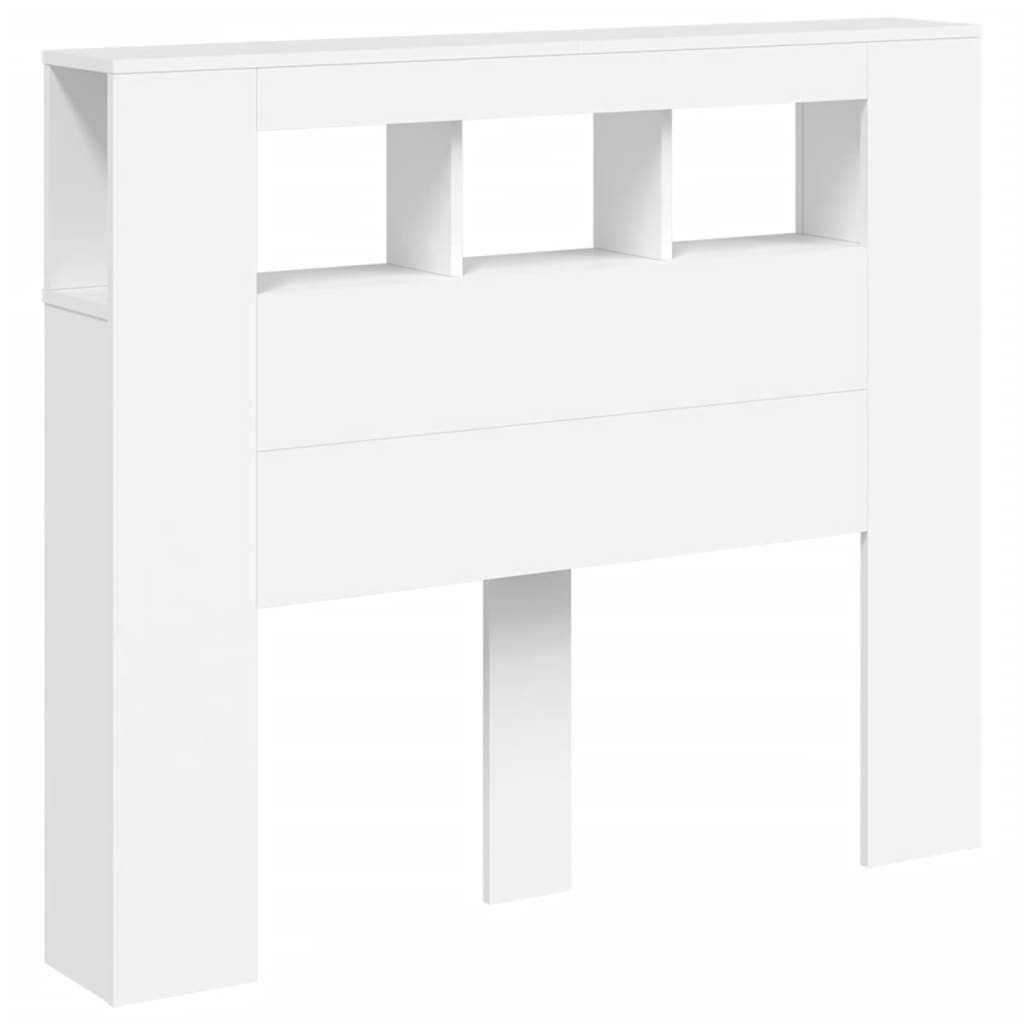 Tăblie de pat cu LED, alb, 120x18,5x103,5 cm, lemn