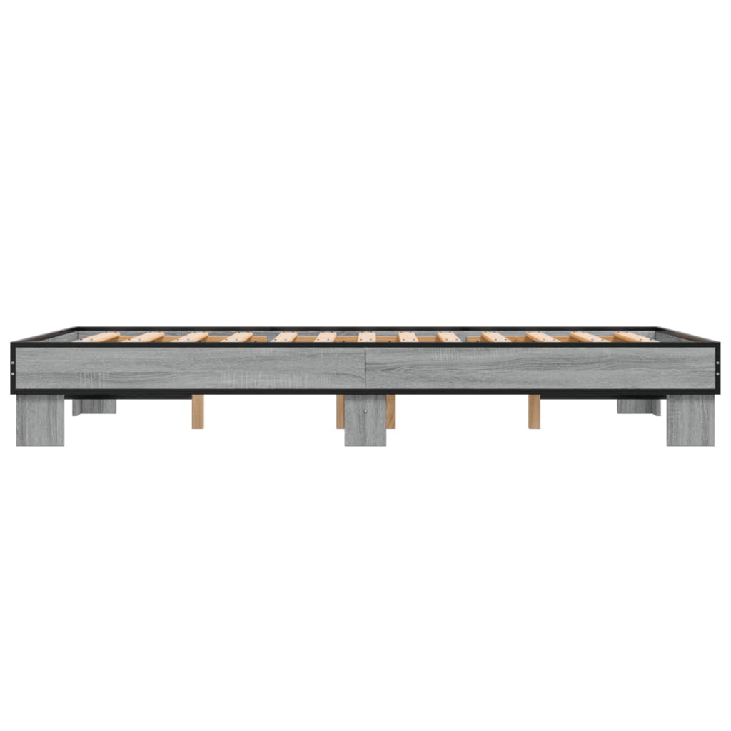 Cadru de pat, gri sonoma, 140x190 cm, lemn prelucrat și metal