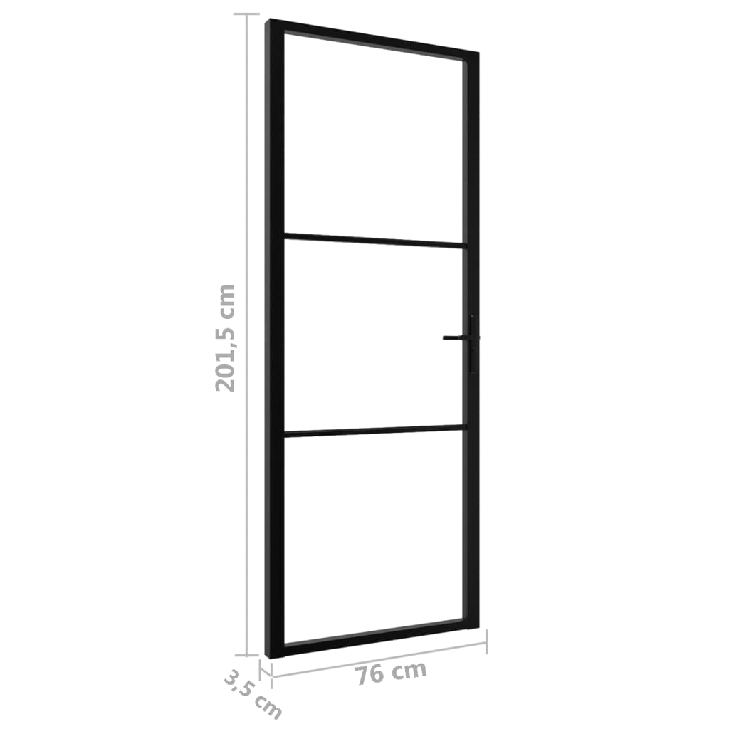Ușă de interior, negru, 76x201,5 cm, sticlă ESG și aluminiu