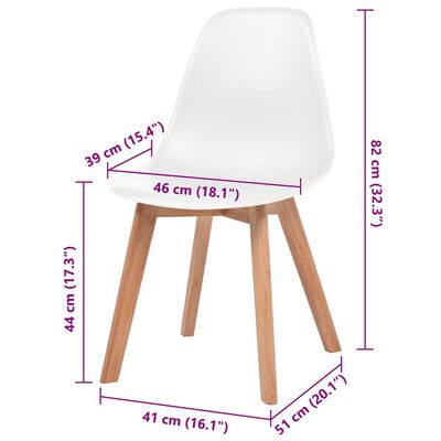 Scaune de bucătărie, 2 buc., alb, plastic