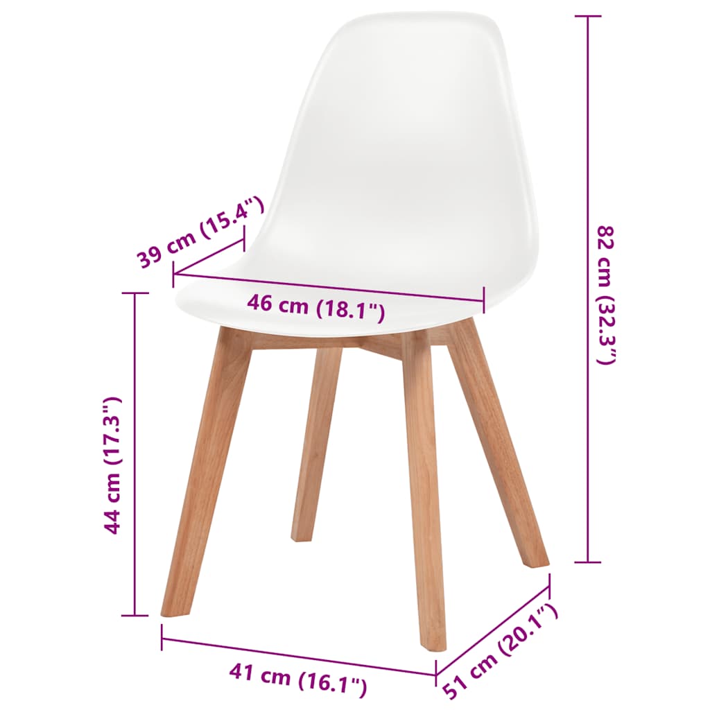 Scaune de bucătărie, 2 buc., alb, plastic
