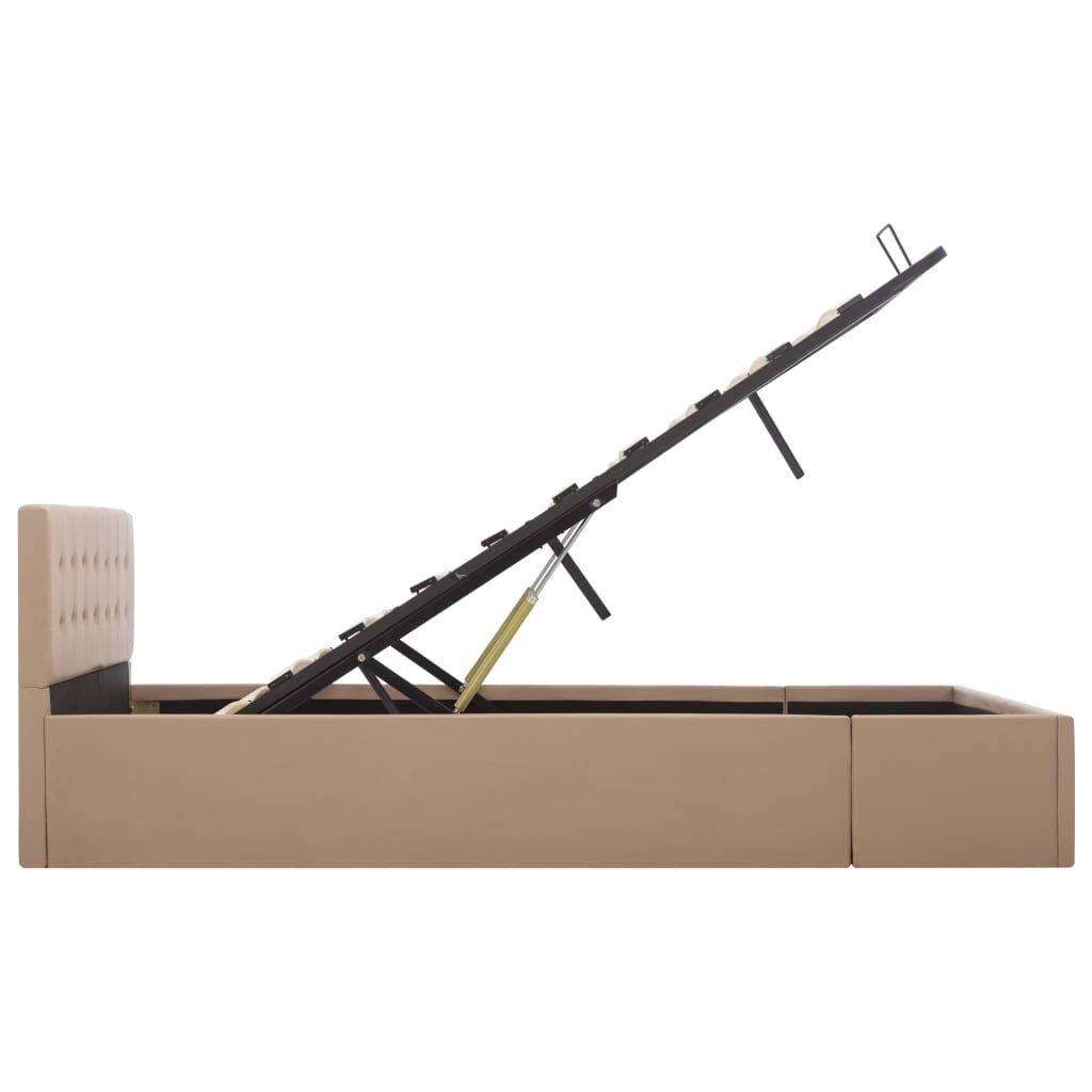 Cadru pat hidraulic, depozitare cappuccino 140x200 cm piele eco