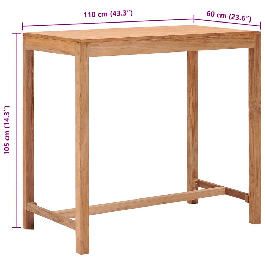 Masă de bar de grădină, 110 x 60 x 105 cm, lemn masiv de tec