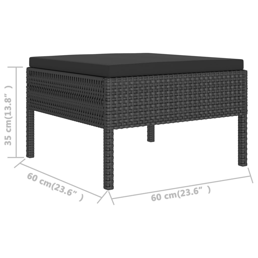 Set mobilier de grădină cu perne, 2 piese, negru, poliratan