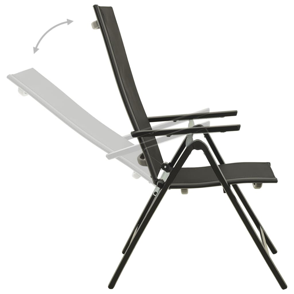 Scaune de grădină pliante, 2 buc., negru, textilenă&aluminiu