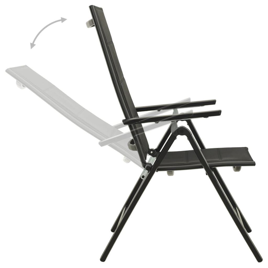 Scaune de grădină pliante, 2 buc., negru, textilenă&aluminiu