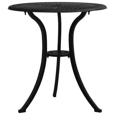 Set mobilier bistro, 3 piese, negru, aluminiu turnat