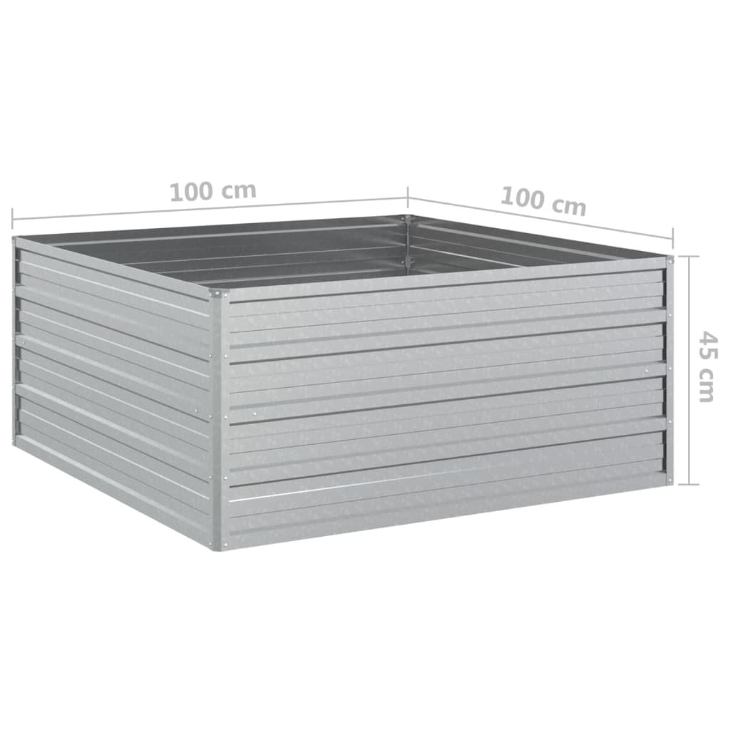 Strat înălțat de grădină argintiu 100x100x45cm oțel galvanizat