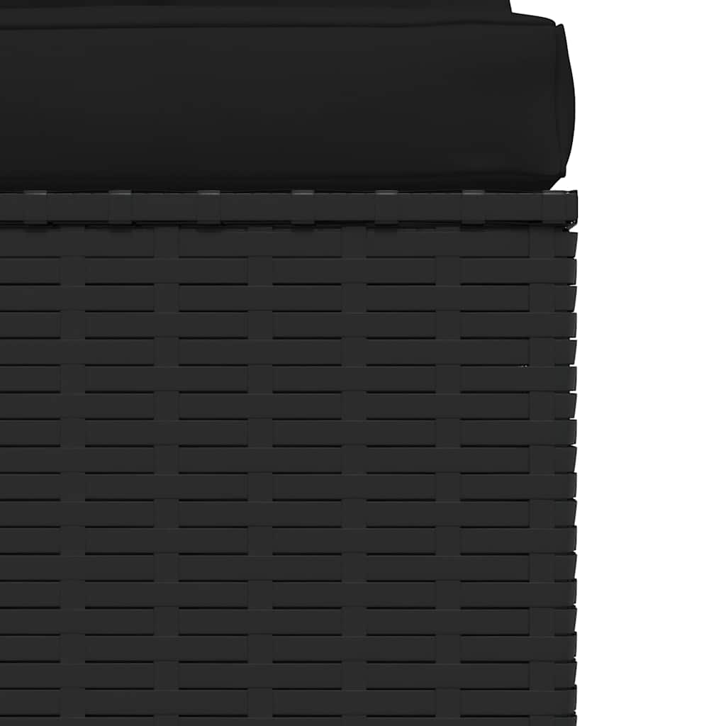 Canapea de mijloc cu pernă de grădină, negru, poliratan