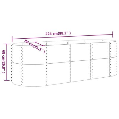 Strat înălțat grădină gri 224x80x68cm oțel vopsit electrostatic