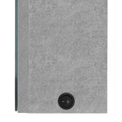 Dulap de baie cu oglindă și LED, gri beton, 50x13x70 cm