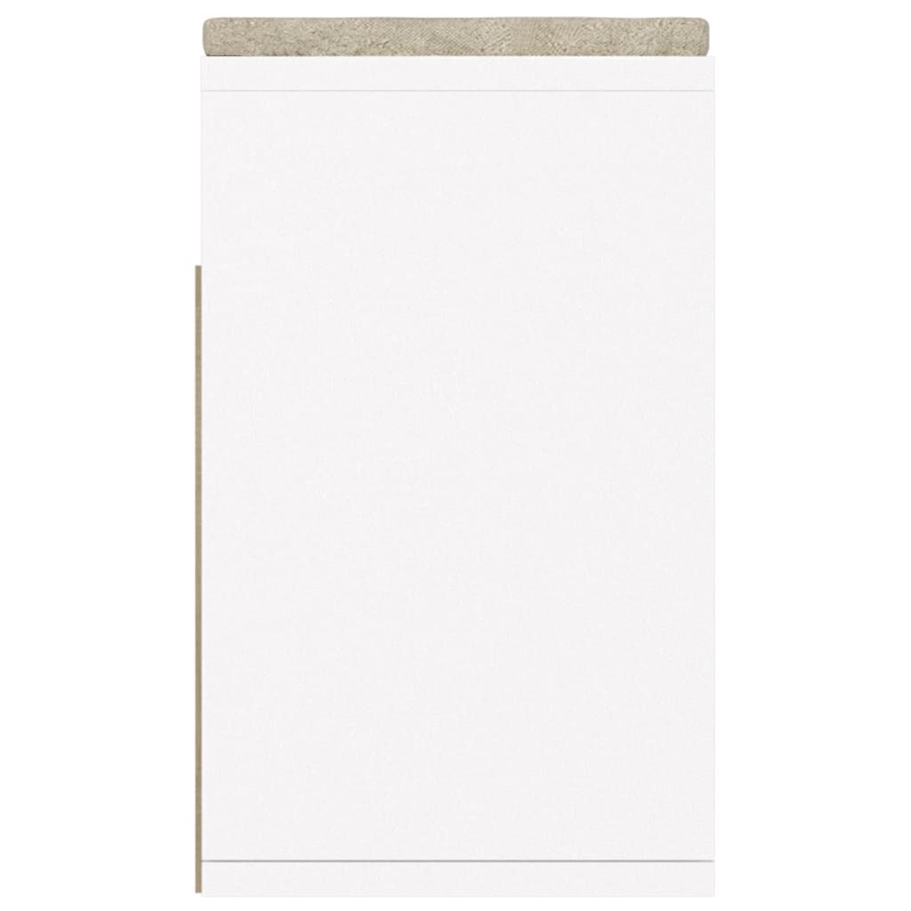 Banchetă pantofar cu pernă, alb, 104x30x49 cm, lemn prelucrat