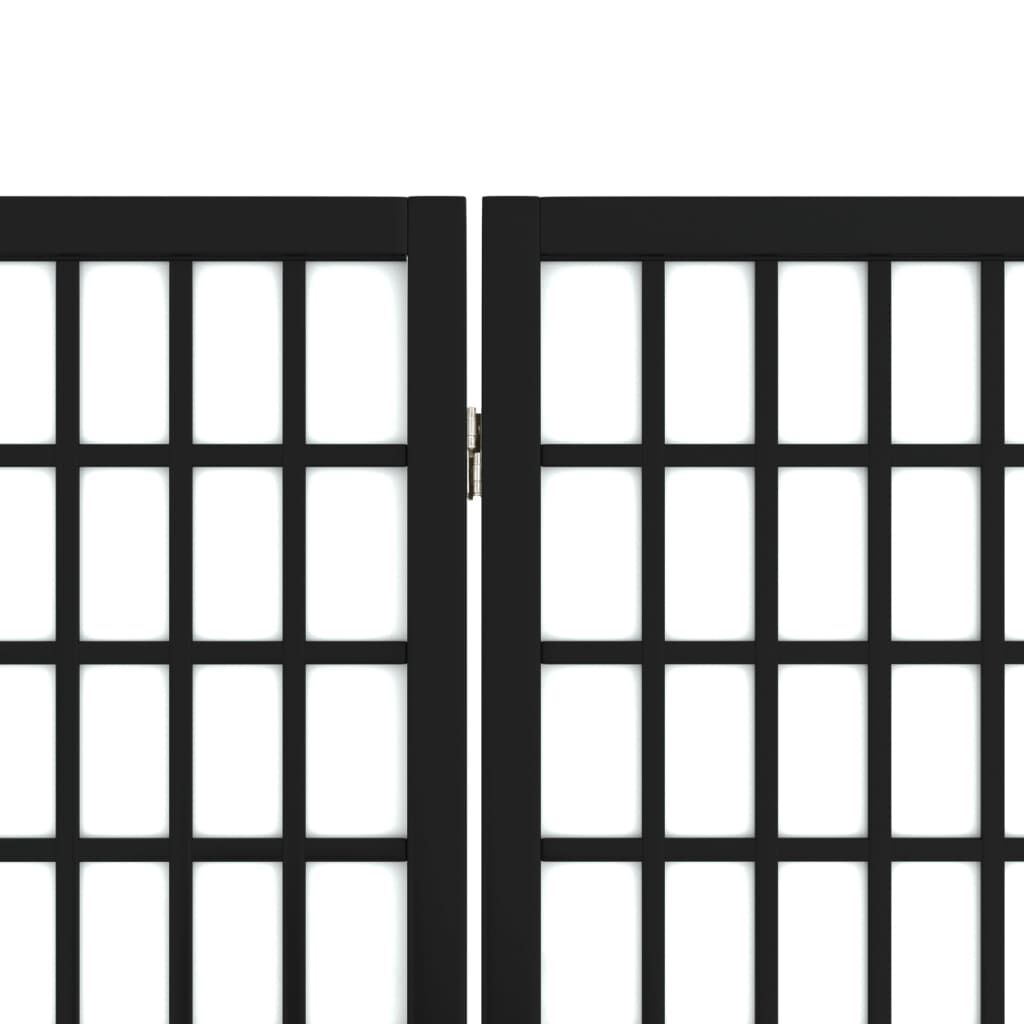 Paravan pliabil cu 6 panouri, stil japonez, negru, 240x170 cm