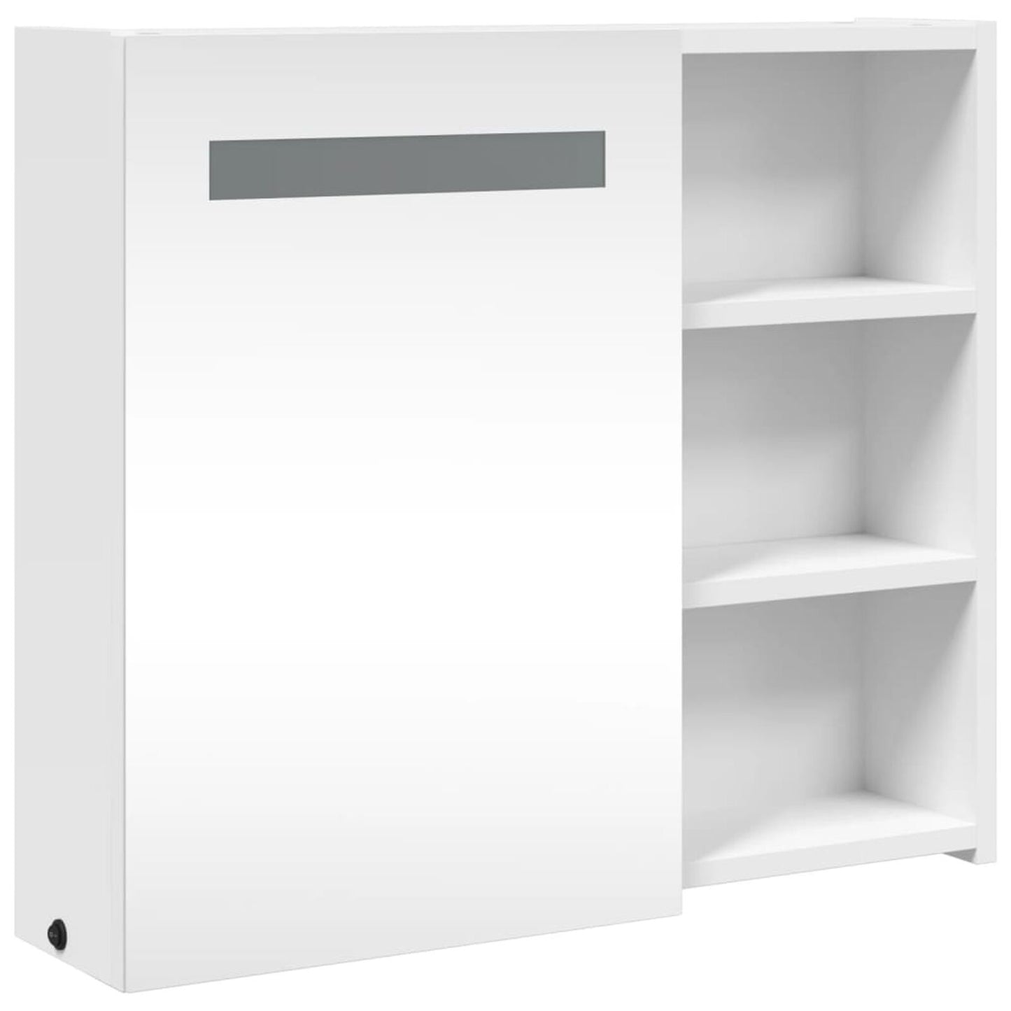 Dulap cu oglindă de baie cu lumină LED, alb, 60x13x52 cm