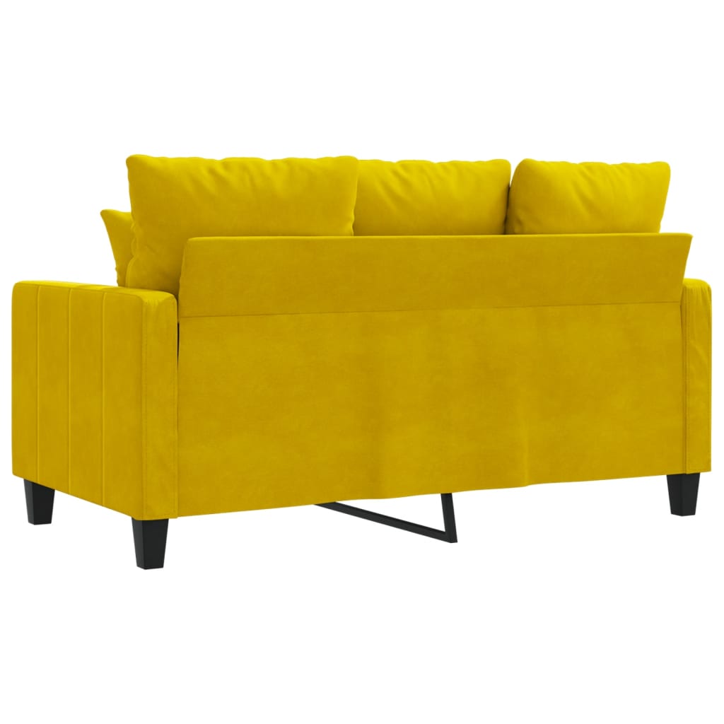 Canapea cu 2 locuri, galben, 120 cm, catifea