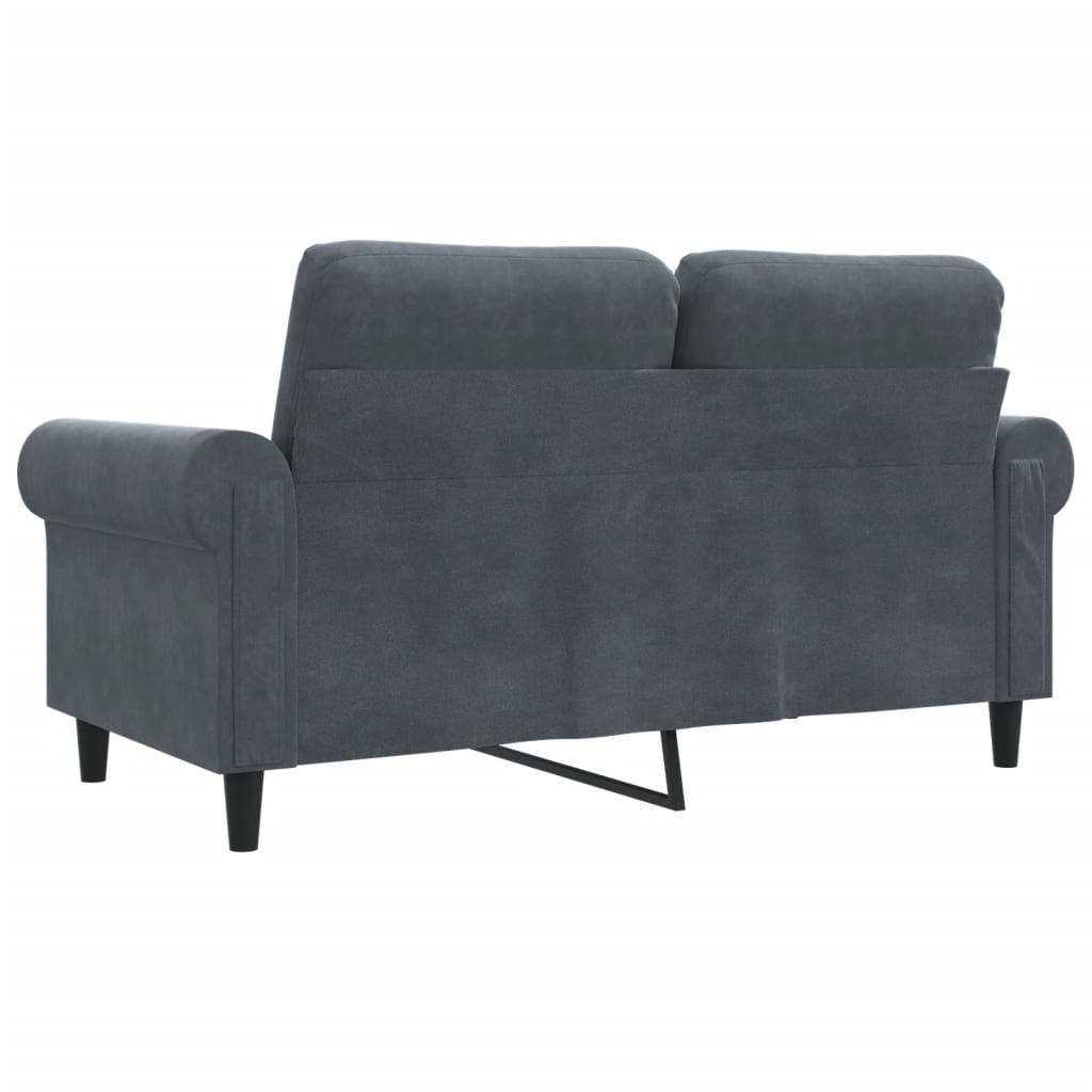 Canapea cu 2 locuri, gri închis, 120 cm, catifea