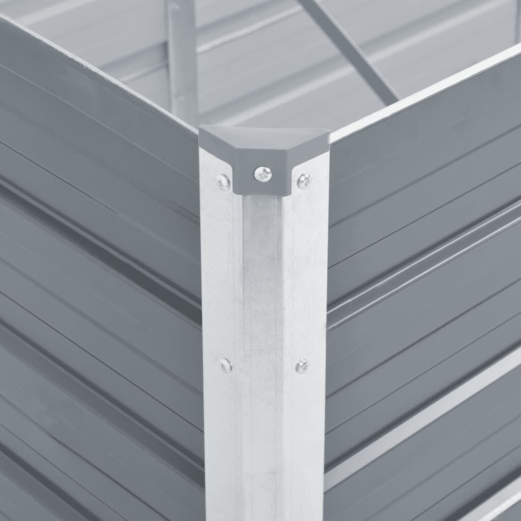 Strat înălțat de grădină, gri, 320x80x77 cm, oțel galvanizat