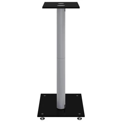 Suport difuzor 2 buc, negru/argintiu sticlă securizată 2 stâlpi