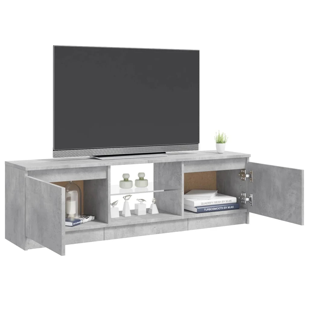 Comodă TV cu lumini LED, gri beton, 120x30x36 cm