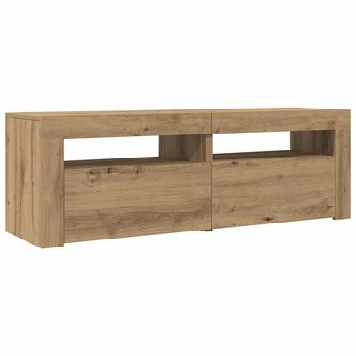 Dulap TV cu LED stejar artizanal 120x35x40 cm lemn prelucrat
