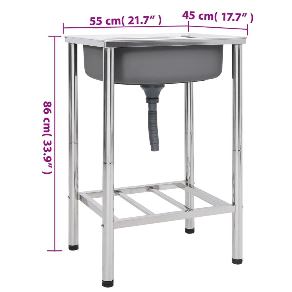 Chiuvetă de camping cu o cuvă, oțel inoxidabil