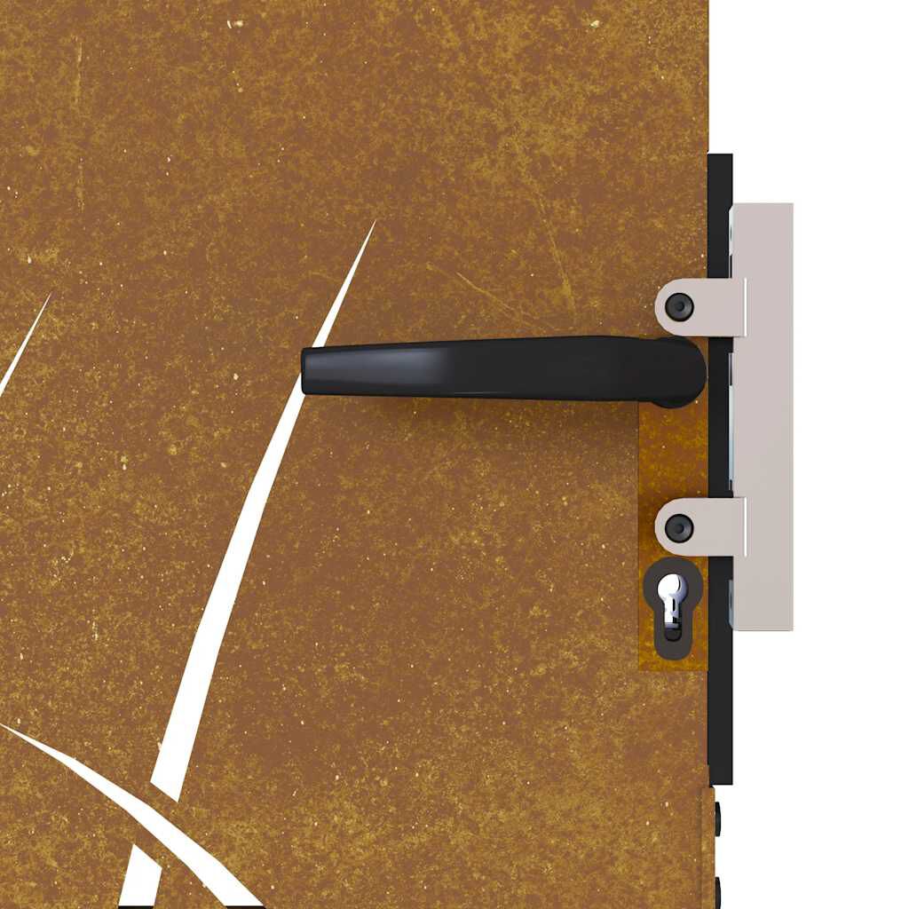 Poartă pentru grădină, 105x205 cm, oțel corten, model iarbă