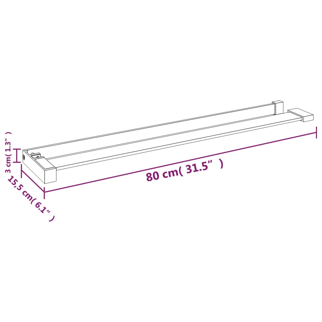 Raft de duș pentru perete cabină de duș, crom, 80 cm, aluminiu