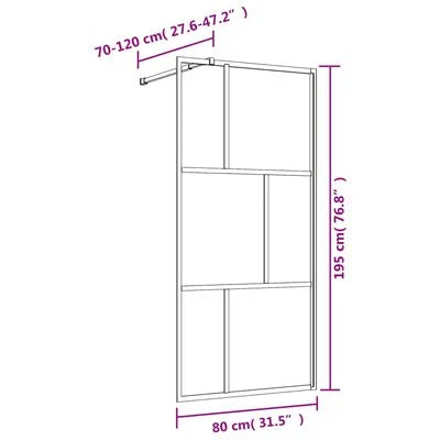 Paravan duș walk-in, auriu, 80x195 cm, sticlă ESG transparentă