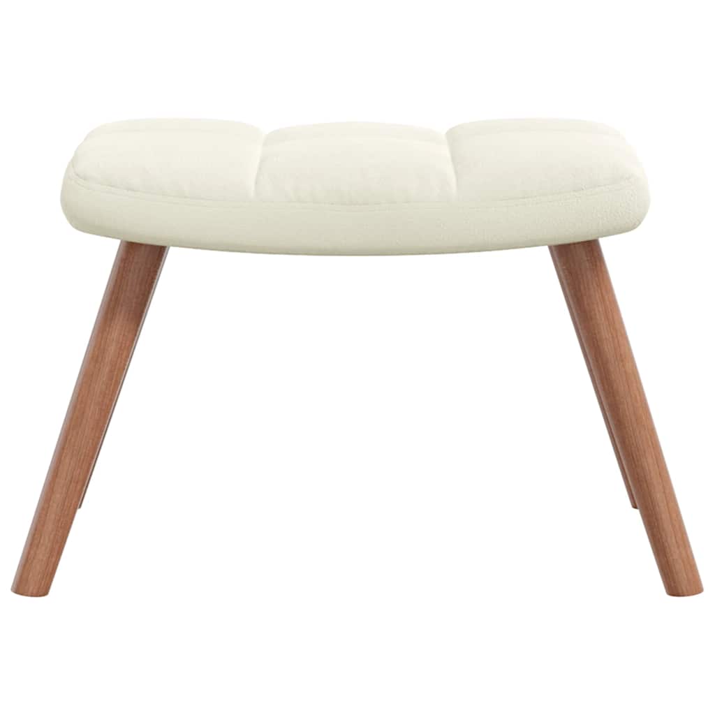 Scaun de relaxare cu taburet, alb crem, catifea