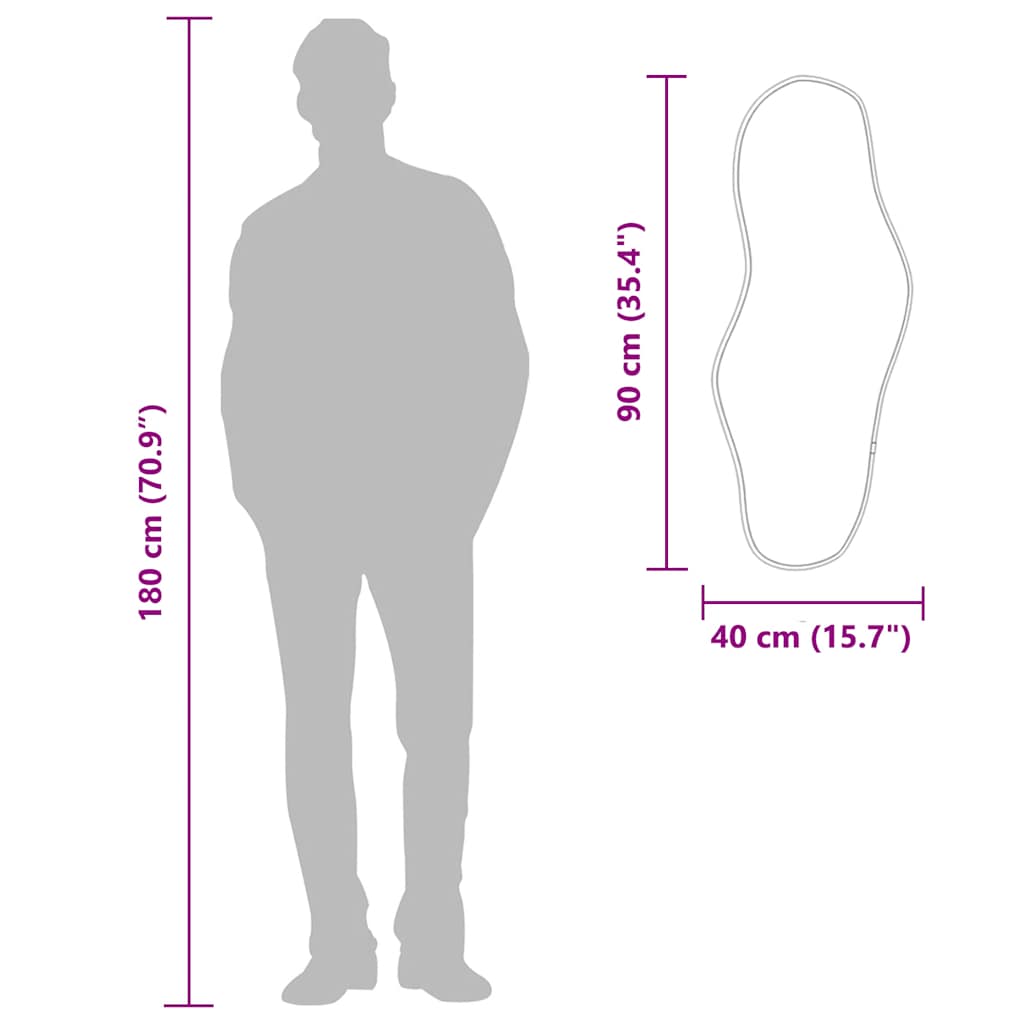 Oglindă de perete, negru, 90x40 cm