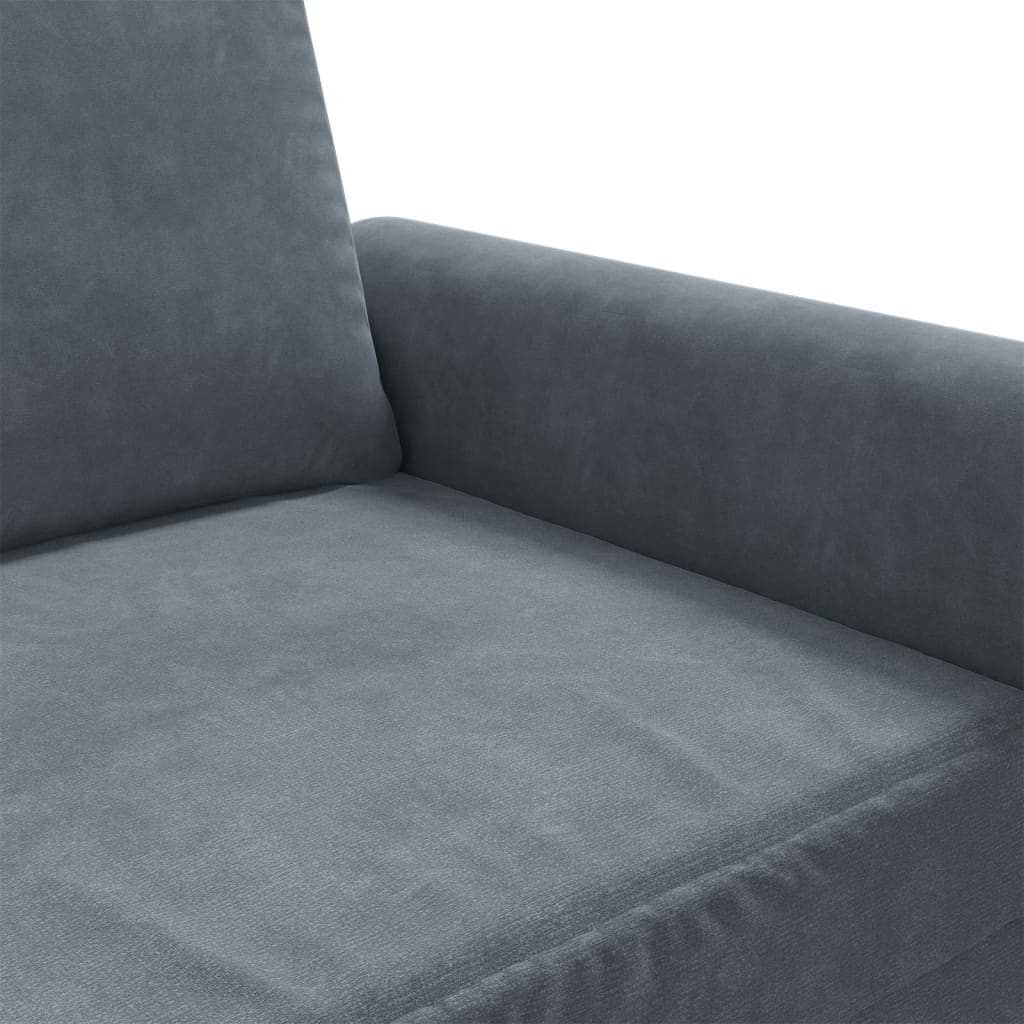 Canapea cu 2 locuri, gri închis, 120 cm, catifea