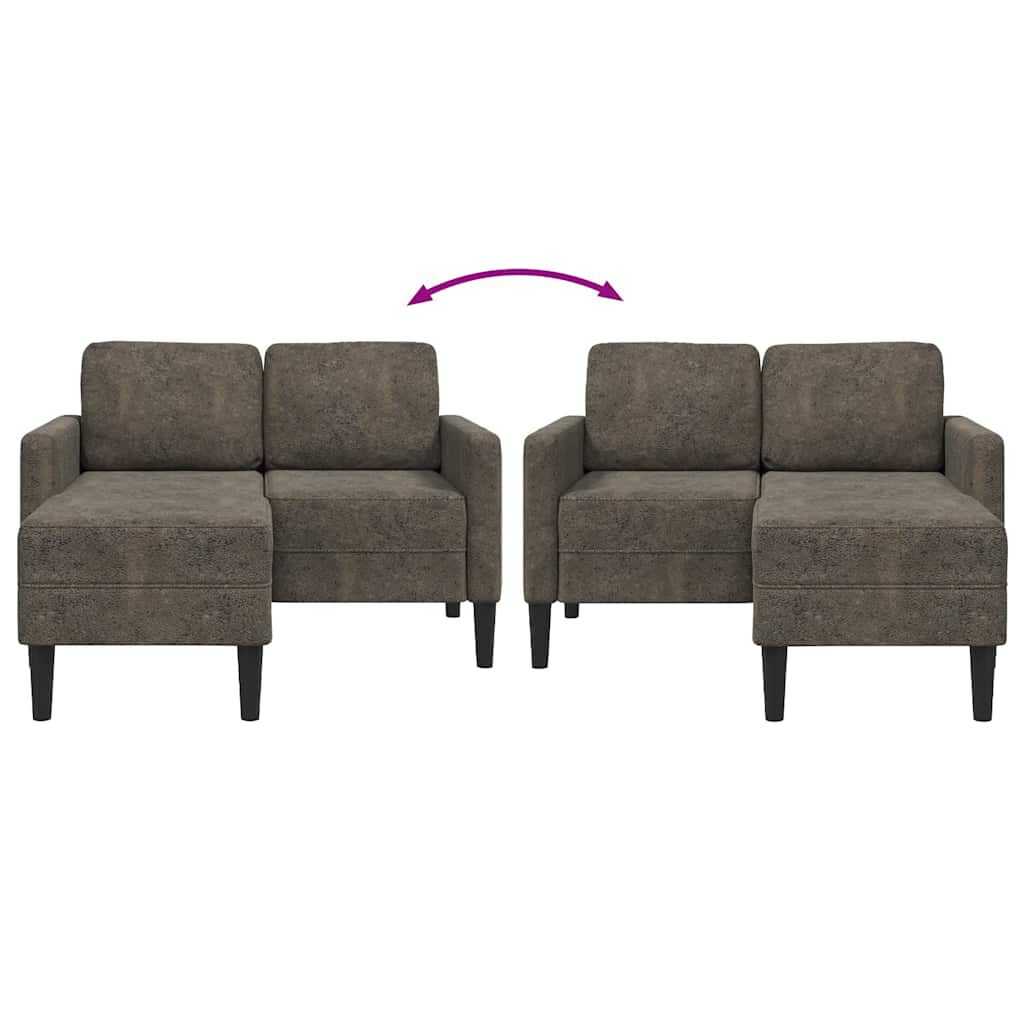 2er-Sofa mit Chaiselongue L-Form Dunkelgrau 125 cm Kunstleder