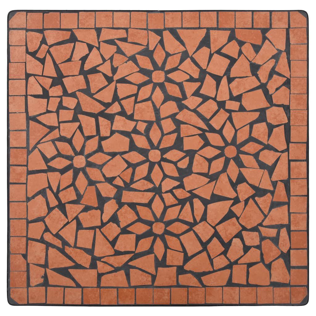 Masă de bistro mozaic, cărămiziu, 60 cm, ceramică